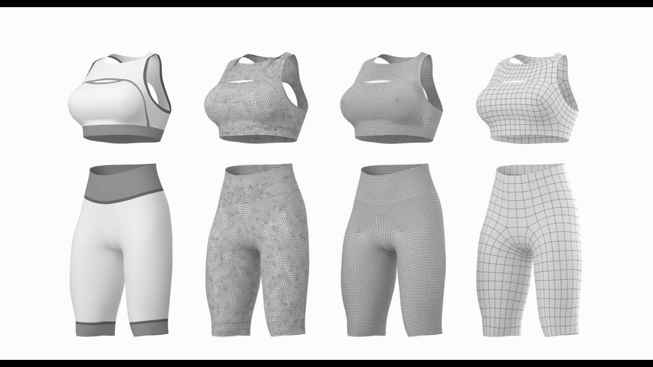 Kit de conception de maille de base pour v&ecirc;tements de sport pour femmes 01 Modèle 3D