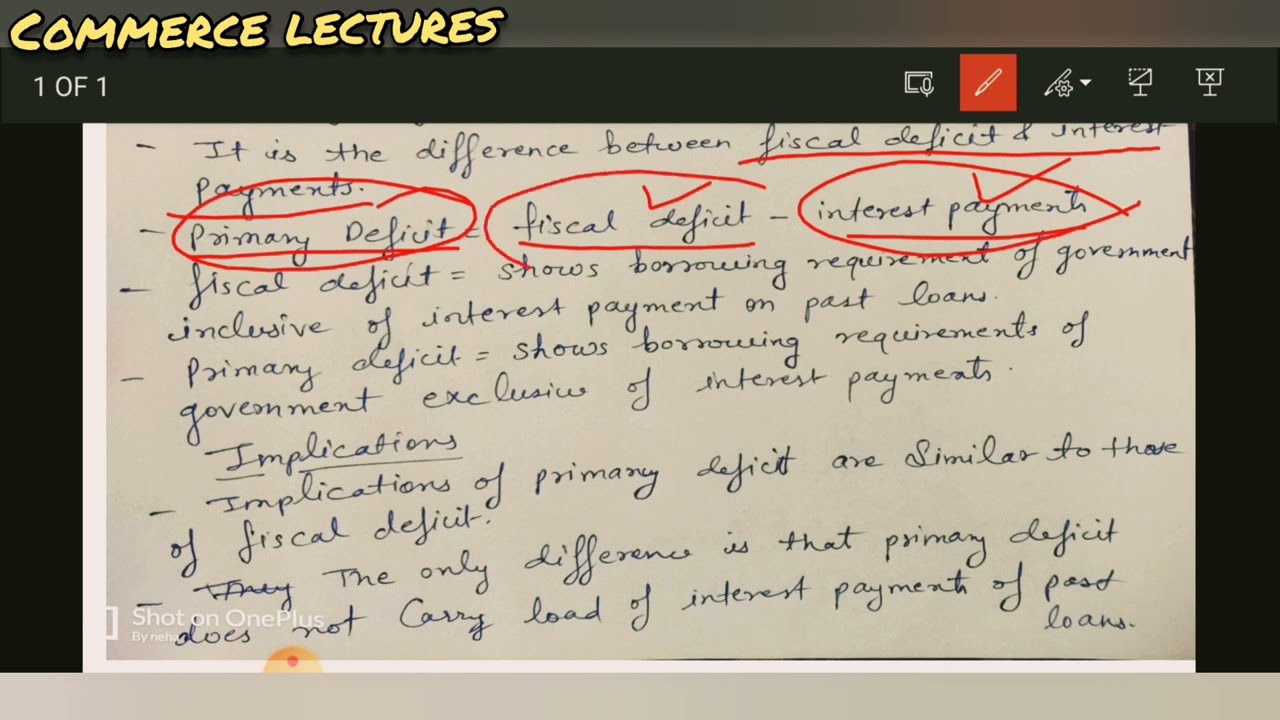 primary deficit || class 12 macroeconomics || government budget and the economy