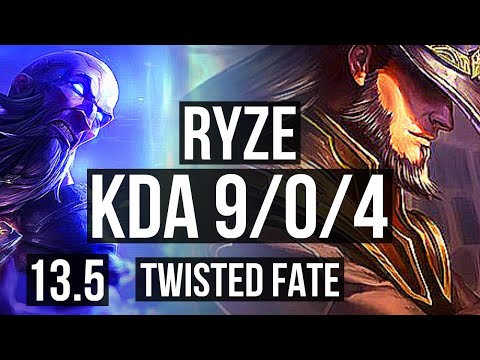 RYZE vs TWISTED FATE (MID) | 9/0/4, Legendary | KR Master | 13.5