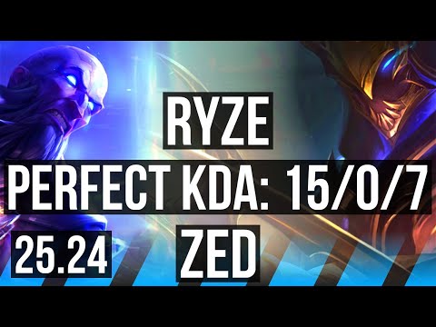 RYZE vs ZED (MID) | Perfect KDA: 15/0/7 | NA Grandmaster | 25.24