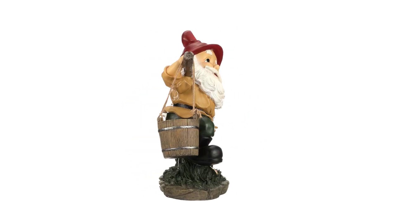 Barney Two Buckets Garden Gnome Statue Video