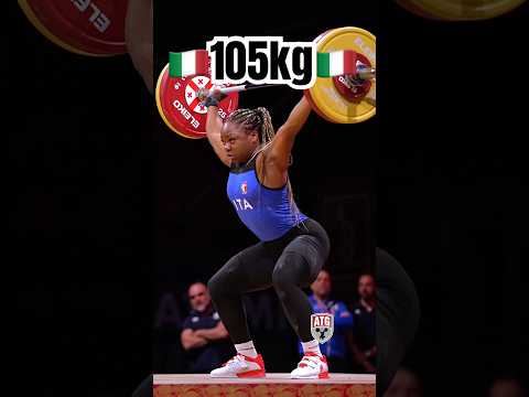Genna Toko Kegne (77kg Italy) snatching 105kg at the 2026 European  #weightlifting championships