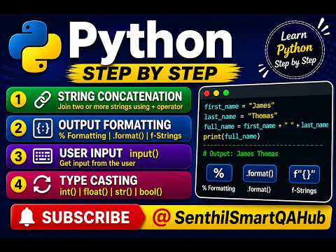 Python 5 String Concatenation Output Formatting User Input Type Casting In Python 2026