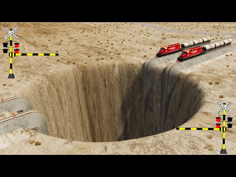 Impossible Weird Wave Rail Tracks Vs Trains Crossing #1 - BeamNG.Drive