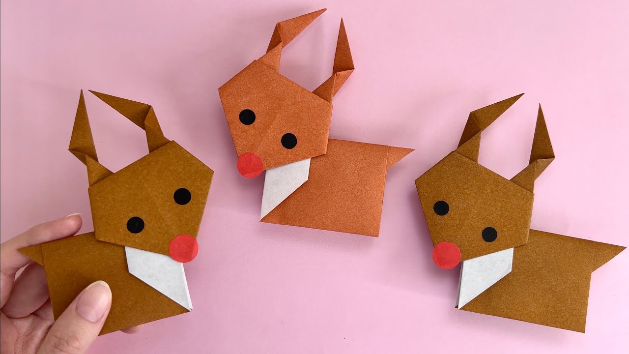 クリスマス 折り紙 簡単 可愛い トナカイ 折り方 Origami Easy Cute Rudolph Reindeer Paper Craft DIY Christmas