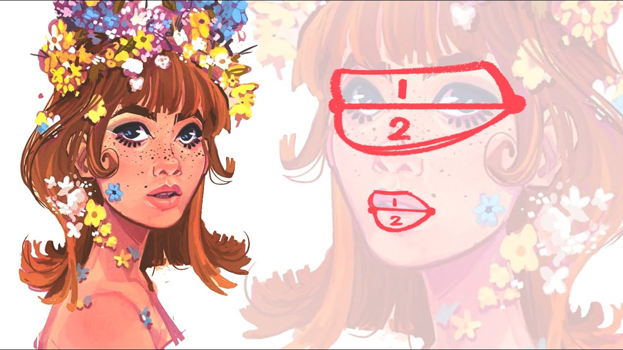 FIXING DrawingWiffWaffles with ONE SHAPE for EYES, NOSE, LIPS, and FACE! draw a head in any angle!