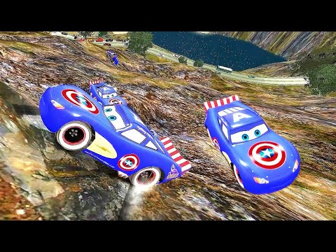 Captain America Lightning McQueen Deep Cliff Drop Testing Ep. 1 - GTA IV