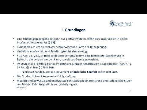 Strafrecht AT Teil 21 (Fahrlässigkeitsdelikte)