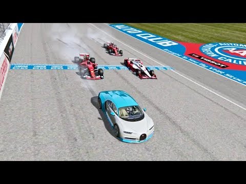 Bugatti Chiron vs Ferrari F1 2017 vs Indy Car - Oval Track