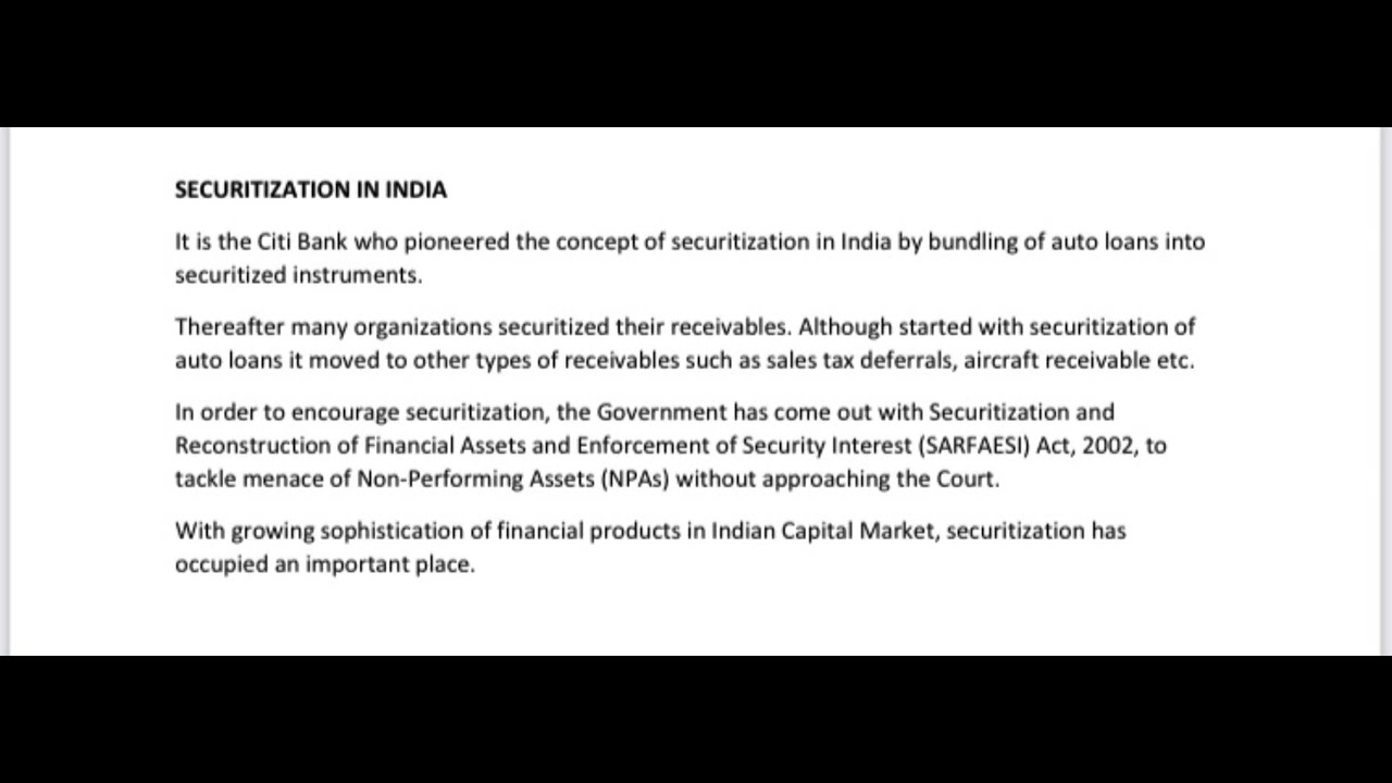 SECURITIZATION IN INDIA