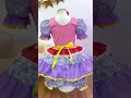 Fantasia Infantil Junino Rosa e Lilás Flores Coloridas