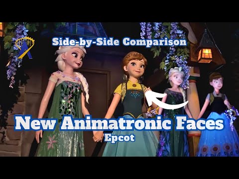 Frozen Animatronics With Updated Faces Side by Side Comparison - Epcot