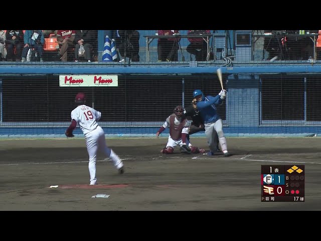 【1回表】オープン戦好調!! ファイターズ・野村佑希 レフトへのタイムリーヒットを放つ!!  2024年3月9日 東北楽天ゴールデンイーグルス 対 北海道日本ハムファイターズ