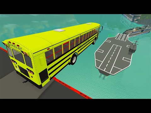 Beamng drive - High Speed Random Bridge Jumps on Platform | BeamNG-Destruction