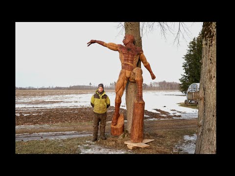 Spider-Man Chainsaw Wood Carving Timelapse | Sculpting SPIDER-MAN