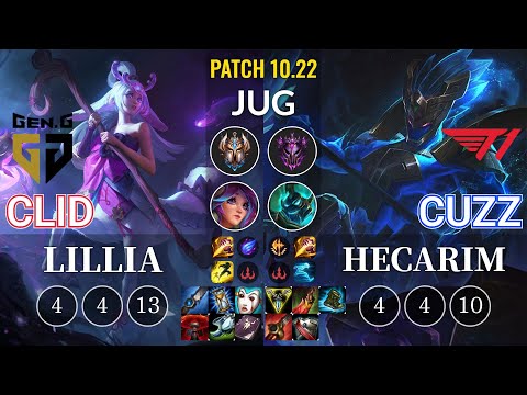 GEN Clid Lillia vs T1 Cuzz Hecarim Jungle - KR Patch 10.22