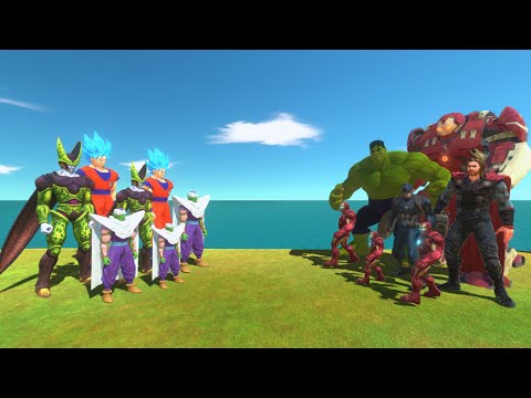 Goku’s KAMEHAMEHA Attack! DRAGON BALL Team vs MARVEL AVENGERS - Animal Revolt Battle Simulator