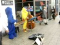 Cookie Monster And The San Diego Chicken Playing Music In NYC Subway 9 16 2010