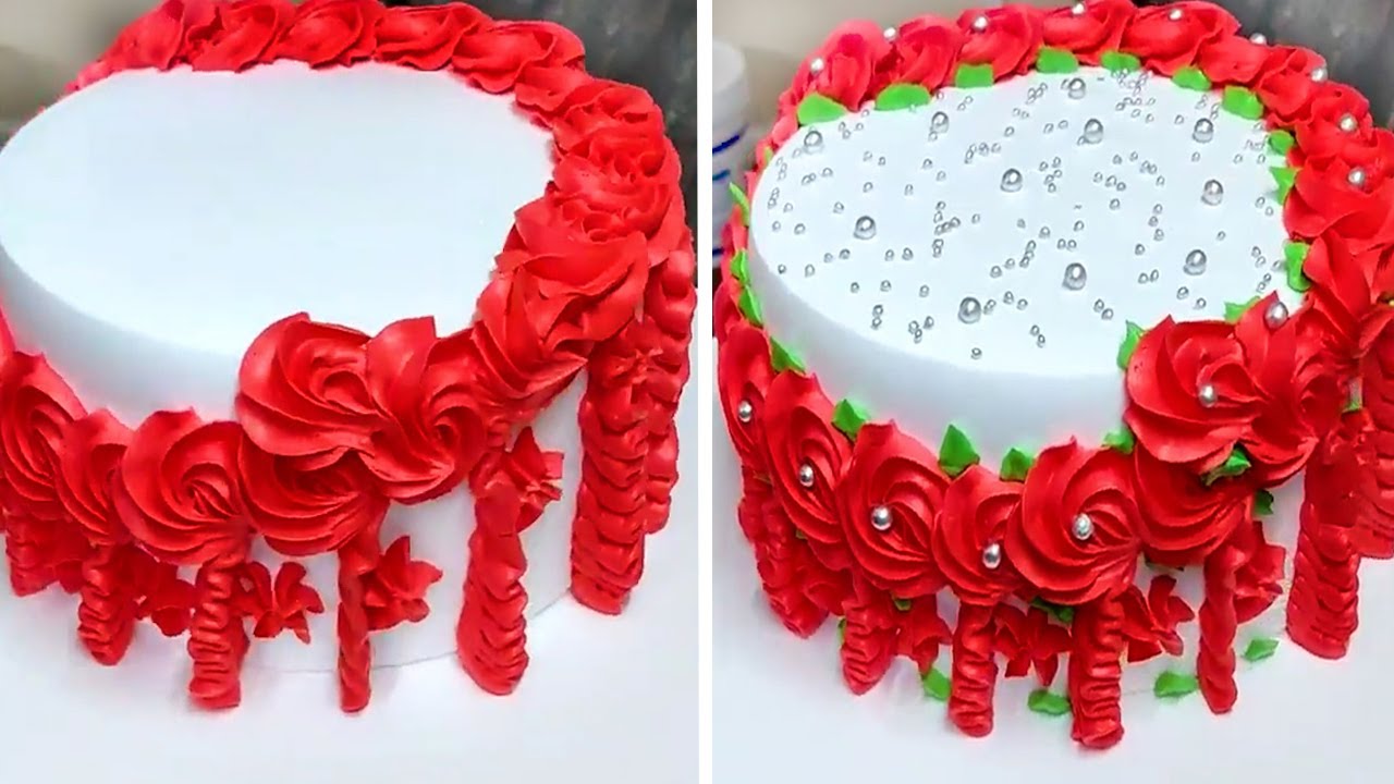 New Cake Center 2023 Birthday Special Cake Decoration Vanilla Rose With Pearl Design #cakecenter