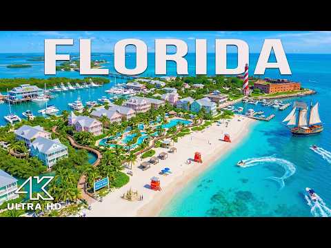Florida 4K Drone Footage 🇺🇸 Miami Beach, Scenic Coastline & Luxury Yachts, Blue Paradise Relaxing