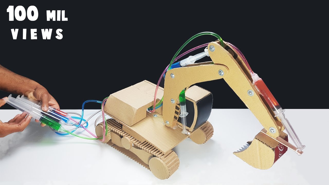 Como Fazer Uma Escavadeira Hidráulica Controlada Por Seringas - especial 100k views