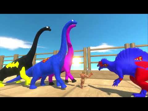 3x brachiosaurus vs 3x t rex death fall animal revolt battle simulator VIDEOMIN ORG