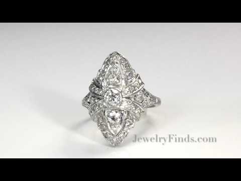 Antique Edwardian Old European Cut Diamond Ring Platinum