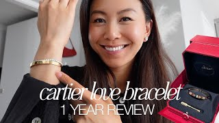 CARTIER LOVE BRACELET: 1 YEAR REVIEW | is it worth?, wear & tear, pros & cons, other items I debated
