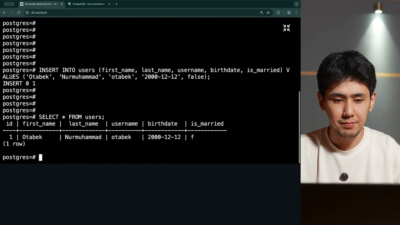 Thumbnail for 8. INSERT buyrug'i (Amaliyot)