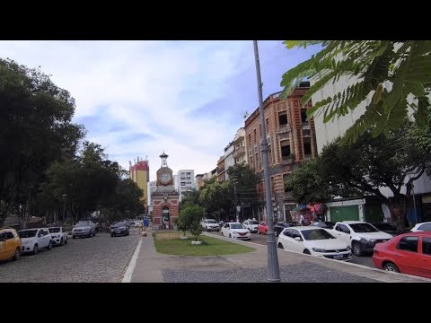 Walking tour in Manaus, Brazil. Eduardo Ribeiro Avenue - Downtown - 4K