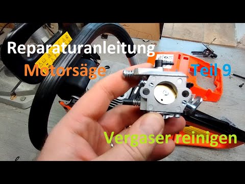 Reparaturanleitung für Benzin Kettensäge Teil 9 - Vergaser ausbauen & richtig reinigen