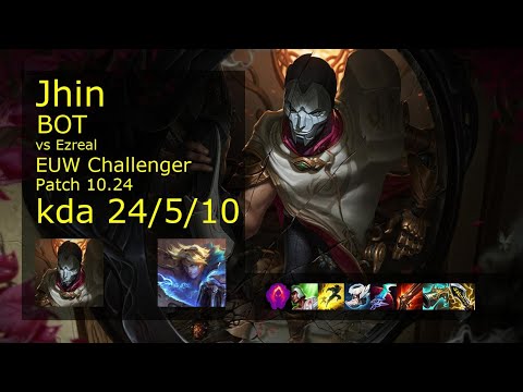 Jhin ADC vs Ezreal - EUW Challenger 24/5/10 Patch 10.24 Gameplay