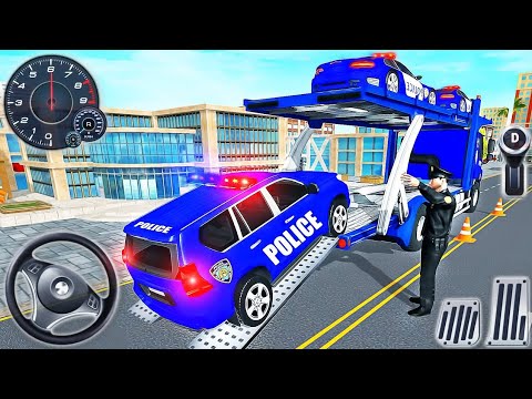 Transport Truck Police Cars Simulator - New Prado Jeep Transporter Driver  #gaming 