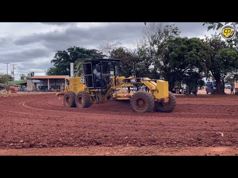 140K CATERPILLAR PREPARANDO PÁTIO DE POSTO PARA PAVIMENTAÇÃO/Motoniveladora/Patrol/Patrola/Grader.