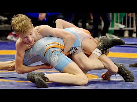 U15 Aron Lieberg (EST) vs Rustam Shramenko (UKR) 44kg. Freestyle boys wrestling . B-cam-man