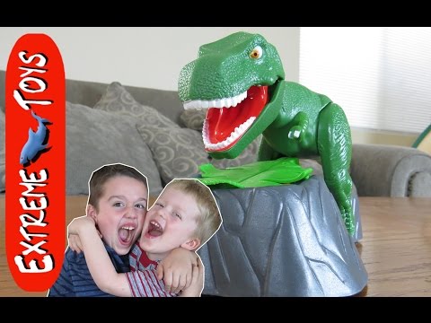 Playing the Crazy Dino Meal Game!  Don't Let the Dinosaur Bite your Finger Video