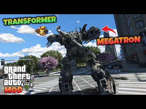 TRANSFORMER MEGATRON MULAI MENYERANG KOTA - GTA 5 MOD TRANSFORMER