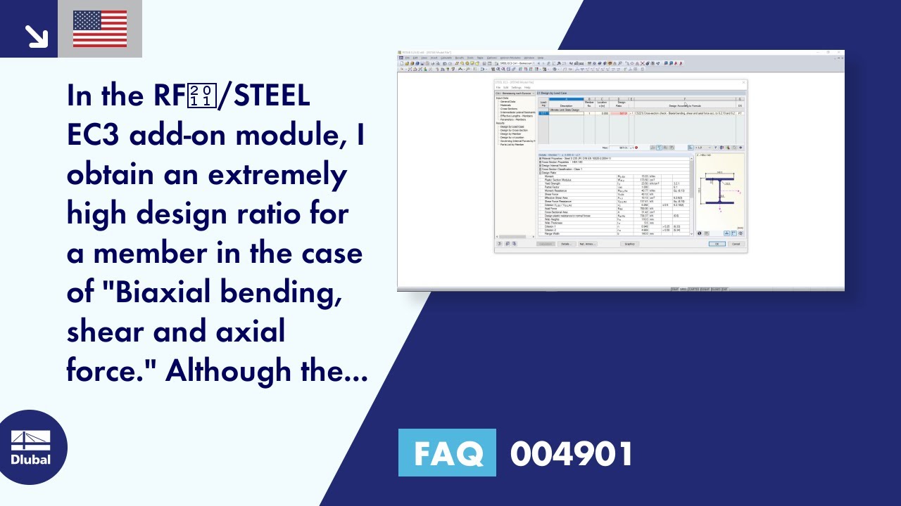 [EN] FAQ 004901 | In the RF‑/STEEL EC3 add-on module, I obtain an extremely high design ratio for a member ...