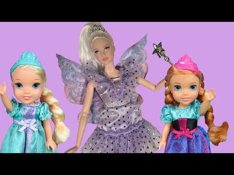 Upset fairy ! Elsa & Anna toddlers go treasure hunting - Barbie dolls