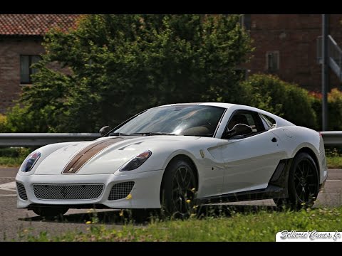 Ferrari 599 GTO Tailor Made - white and brown carbon - LOUD sound and acceleration in Maranello