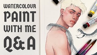 Paint With Me // 2k Subscriber Q&A + Watercolour Timelapse
