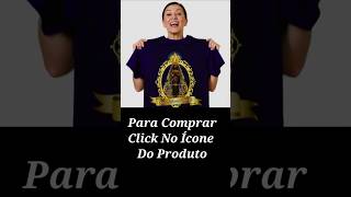 Linda Blusa Azul Com Estampa Dourada De Nossa Senhora Aparecida.