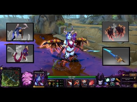 Dota 2 Queen of Pain Mix Set Bloodfeather Wings/Style of Twilight Shade