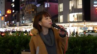 菜々「恋におちたら」(Crystal Kay)今日は寒いのでVer 2017/11/17 京都 四条河原町 京都タカシマヤ前