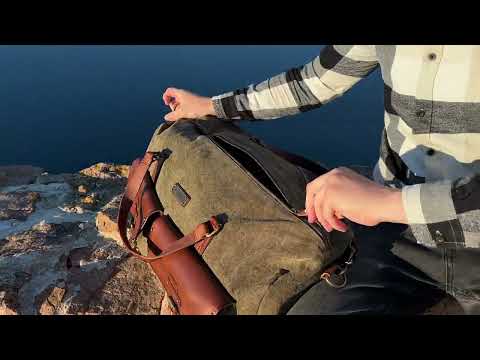 Reisetasche »Steve« Oliv Grün, Weekender & Sporttasche, Reisegepäck Leder Canvas Retro | DRAKENSBERG