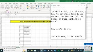 Auto-fill text based on text in another cell in Excel or Data linking in Excel