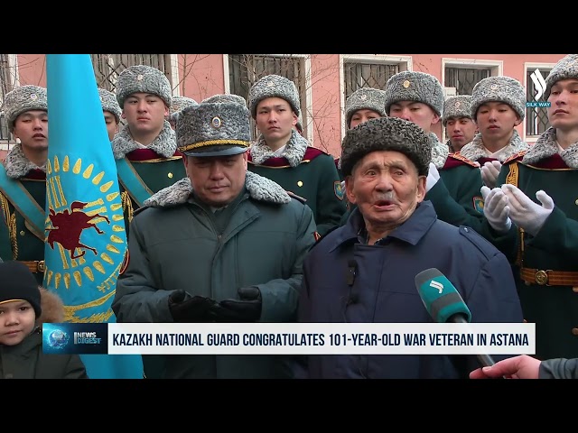 Ұлттық ұлан сарбаздары 101 жастағы соғыс ардагерін құттықтады