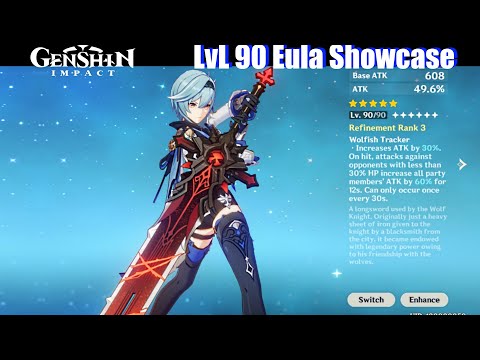Genshin Impact - LvL 90 Eula Damage & Skills Showcase (Main DPS)