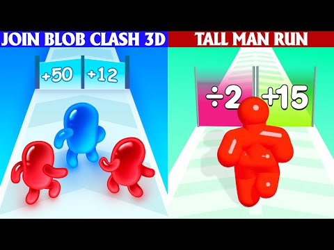 Join BLob Clash 3D Game vs Tall Man Run Game Level Fail + Level Bonus
