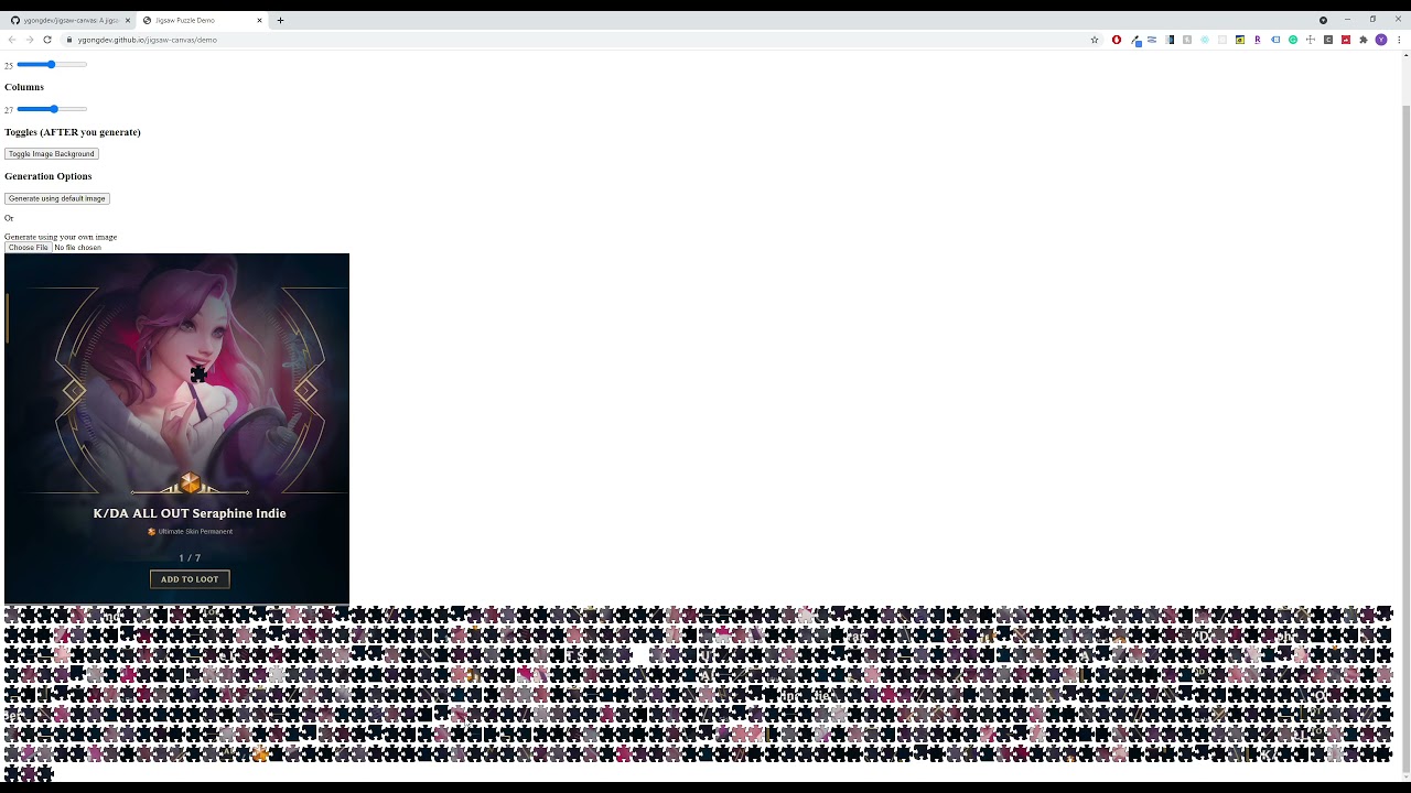Jigsaw puzzle generator demo using HTMLCanvas